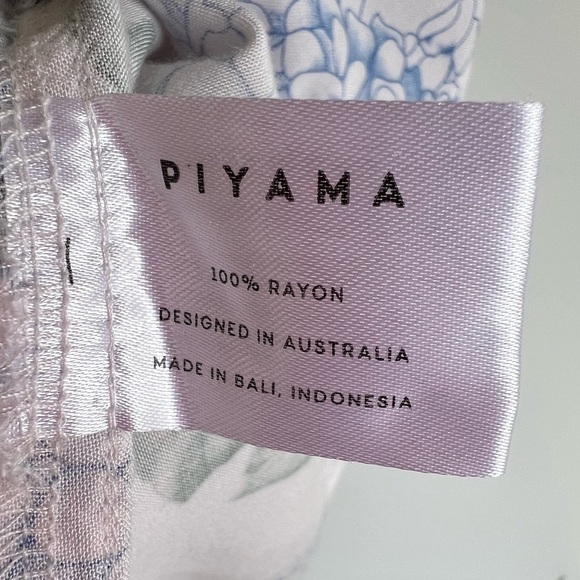 Piyama Hydrangea Blue Pajama Set Floral Lounge Sleepwear Resort Style Size M - Picture 10 of 16